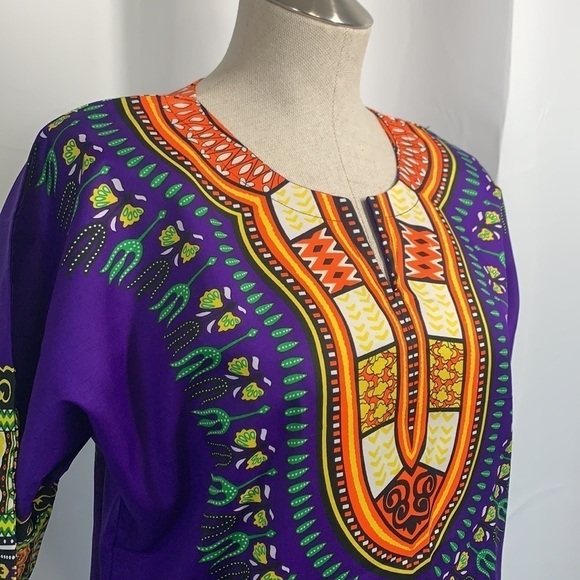 Xpress Unisex Cotton/Polyester Blend Global Tunic - Purple/Green/Orange, SzS - Picture 2 of 10